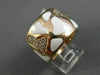 ESTATE WIDE .37CT DIAMOND & AAA WHITE ENAMEL 14K YELLOW GOLD HEART FILIGREE RING