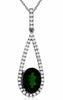LARGE 1.53CT DIAMOND & AAA RUSSALITE 14K WHITE GOLD 3D OVAL TEAR DROP PENDANT