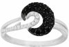 ESTATE .37CT WHITE & BLACK DIAMOND 14K WHITE GOLD 3D CLASSIC ROUND MOON FUN RING