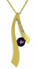 ESTATE .58CT DIAMOND & AAA AMETHYST 14KT YELLOW GOLD 3D SOLITAIRE LOVE PENDANT