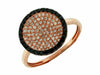 ESTATE .50CT WHITE & BLACK DIAMOND 14KT ROSE GOLD CLUSTER ROUND FLOWER FUN RING