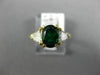 2.0CT DIAMOND & AAA EMERALD 14KT YELLOW GOLD 3D OVAL & TRILLION ENGAGEMENT RING
