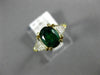 2.0CT DIAMOND & AAA EMERALD 14KT YELLOW GOLD 3D OVAL & TRILLION ENGAGEMENT RING