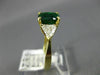 2.0CT DIAMOND & AAA EMERALD 14KT YELLOW GOLD 3D OVAL & TRILLION ENGAGEMENT RING
