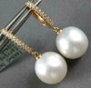 ESTATE .11CT DIAMOND & AAA SOUTH SEA PEARL 14K ROSE GOLD HUGGIE HANGING EARRINGS