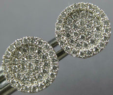 ESTATE .40CT DIAMOND 18KT WHITE GOLD CLASSIC CLUSTER PAVE CIRCULAR STUD EARRINGS