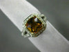 ESTATE WIDE 3.30CT DIAMOND & AAA CITRINE 18K WHITE & YELLOW GOLD ENGAGEMENT RING