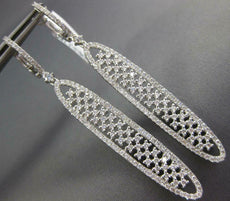 LARGE 2.31CT DIAMOND 18KT WHITE GOLD 3D OVAL FILIGREE ELONGATED HANGING EARRINGS