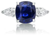 ESTATE EGL 5.9CT DIAMOND & AAA SAPPHIRE PLATINUM CLASSIC 3 STONE ENGAGEMENT RING