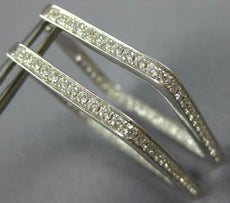 LARGE 1.30CT DIAMOND 18KT WHITE GOLD INSIDE OUT TEAR DROP SQUARE HOOP EARRINGS