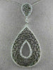 EXTRA LARGE 1.20CT DIAMOND 18KT WHITE & BLACK GOLD 3D TEAR DROP FILIGREE PENDANT