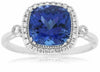 ESTATE WIDE 2.78CT DIAMOND & AAA TANZANITE 14KT WHITE GOLD HALO ENGAGEMENT RING