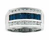 ESTATE WIDE 3.15CT ROUND DIAMOND & BAGUETTE SAPPHIRE 14K WHITE GOLD 3D MENS RING