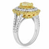 GIA LARGE 2.72CT WHITE & FANCY YELLOW DIAMOND 18KT GOLD 3D HALO ENGAGEMENT RING
