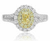 WIDE 1.06CT WHITE & FANCY YELLOW DIAMOND 18KT TWO TONE GOLD HALO ENGAGEMENT RING
