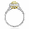 WIDE 1.06CT WHITE & FANCY YELLOW DIAMOND 18KT TWO TONE GOLD HALO ENGAGEMENT RING