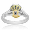WIDE 1.06CT WHITE & FANCY YELLOW DIAMOND 18KT TWO TONE GOLD HALO ENGAGEMENT RING