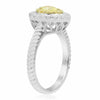 WIDE .78CT WHITE & FANCY YELLOW DIAMOND 18KT TWO TONE GOLD HALO ENGAGEMENT RING