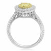 WIDE .78CT WHITE & FANCY YELLOW DIAMOND 18KT TWO TONE GOLD HALO ENGAGEMENT RING