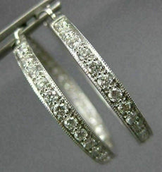 WIDE & LARGE 2.10CT DIAMOND 18KT WHITE GOLD 3D INSIDE OUT HOOP HANGING EARRINGS
