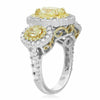 WIDE GIA 3.82CT WHITE & FANCY YELLOW DIAMOND 18K TWO TONE GOLD ANNIVERSARY RING