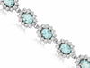 ESTATE WIDE 8.75CT DIAMOND & AAA AQUAMARINE 14KT WHITE GOLD OVAL TENNIS BRACELET