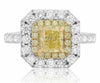 GIA LARGE 2.54CT WHITE & FANCY YELLOW DIAMOND 18KT TWO TONE GOLD ENGAGEMENT RING