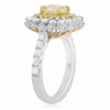 GIA LARGE 2.54CT WHITE & FANCY YELLOW DIAMOND 18KT TWO TONE GOLD ENGAGEMENT RING
