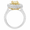 GIA LARGE 2.54CT WHITE & FANCY YELLOW DIAMOND 18KT TWO TONE GOLD ENGAGEMENT RING