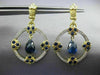 ESTATE LARGE 6.70CT DIAMOND & SAPPHIRE 14K YELLOW GOLD CHANDELIER EARRINGS 24915