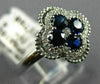 ESTATE WIDE .64CT DIAMOND & AAA SAPPHIRE 18KT WHITE GOLD 4 LEAF CLOVER LOVE RING