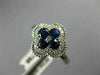 ESTATE WIDE .64CT DIAMOND & AAA SAPPHIRE 18KT WHITE GOLD 4 LEAF CLOVER LOVE RING