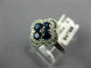 ESTATE WIDE .64CT DIAMOND & AAA SAPPHIRE 18KT WHITE GOLD 4 LEAF CLOVER LOVE RING