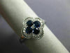 ESTATE WIDE .64CT DIAMOND & AAA SAPPHIRE 18KT WHITE GOLD 4 LEAF CLOVER LOVE RING