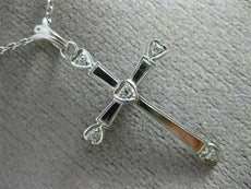 ESTATE .06CT DIAMOND PLATINUM 3D FILIGREE MILGRAIN HEART CROSS PENDANT #26223