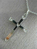 ESTATE .06CT DIAMOND PLATINUM 3D FILIGREE MILGRAIN HEART CROSS PENDANT #26223