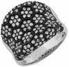 LARGE 1.40CT DIAMOND 14KT WHITE & BLACK GOLD MULTI ROW FLOWER OCTAGON LOVE RING