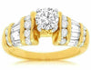 ESTATE 1.69CT ROUND & BAGUETTE DIAMOND 14KT YELLOW GOLD CLASSIC ENGAGEMENT RING
