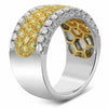 ESTATE LARGE 1.59CT WHITE & FANCY YELLOW DIAMOND 18K WHITE GOLD ANNIVERSARY RING