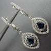 1.38CT DIAMOND & AAA SAPPHIRE 18K WHITE GOLD 3D FLOWER MARQUISE HANGING EARRINGS