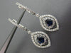 1.38CT DIAMOND & AAA SAPPHIRE 18K WHITE GOLD 3D FLOWER MARQUISE HANGING EARRINGS