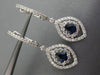 1.38CT DIAMOND & AAA SAPPHIRE 18K WHITE GOLD 3D FLOWER MARQUISE HANGING EARRINGS