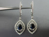 1.38CT DIAMOND & AAA SAPPHIRE 18K WHITE GOLD 3D FLOWER MARQUISE HANGING EARRINGS