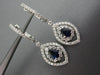 1.38CT DIAMOND & AAA SAPPHIRE 18K WHITE GOLD 3D FLOWER MARQUISE HANGING EARRINGS