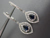 1.38CT DIAMOND & AAA SAPPHIRE 18K WHITE GOLD 3D FLOWER MARQUISE HANGING EARRINGS