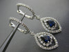 1.38CT DIAMOND & AAA SAPPHIRE 18K WHITE GOLD 3D FLOWER MARQUISE HANGING EARRINGS