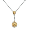1.16CT WHITE & FANCY YELLOW DIAMOND 18KT 2 TONE GOLD LARIAT HEART DROP NECKLACE