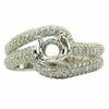 ESTATE WIDE .83CT DIAMOND 18K WHITE GOLD 3D MULTI ROW SEMI MOUNT ENGAGEMENT RING
