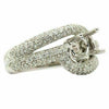 ESTATE WIDE .83CT DIAMOND 18K WHITE GOLD 3D MULTI ROW SEMI MOUNT ENGAGEMENT RING