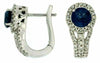 ESTATE 1.45CT DIAMOND & AAA SAPPHIRE 14KT WHITE GOLD ROUND HALO HANGING EARRINGS
